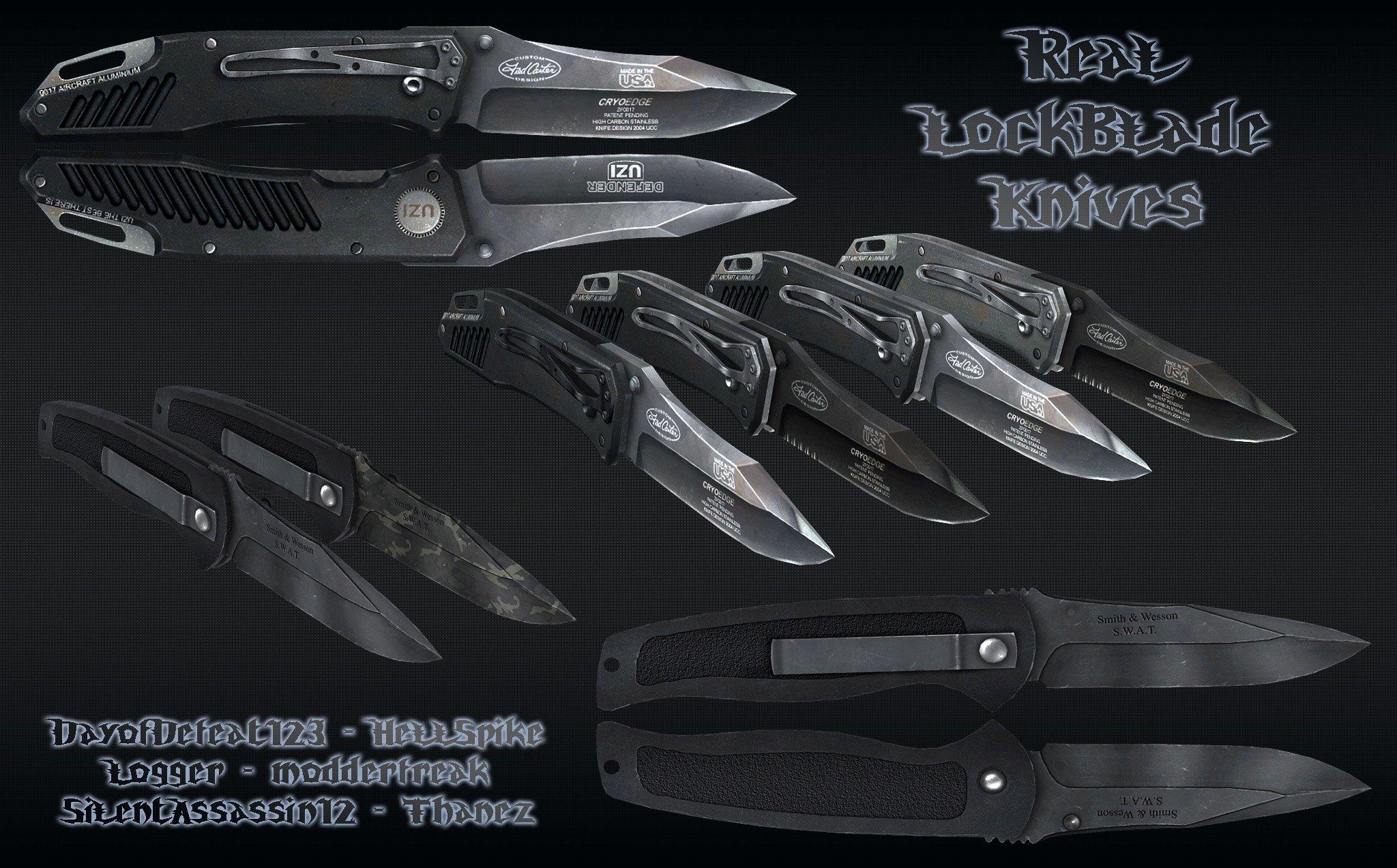 Knife (ножи для css) - Пак ножей c сыдвижным лезвием (Real LockBlade Knives)